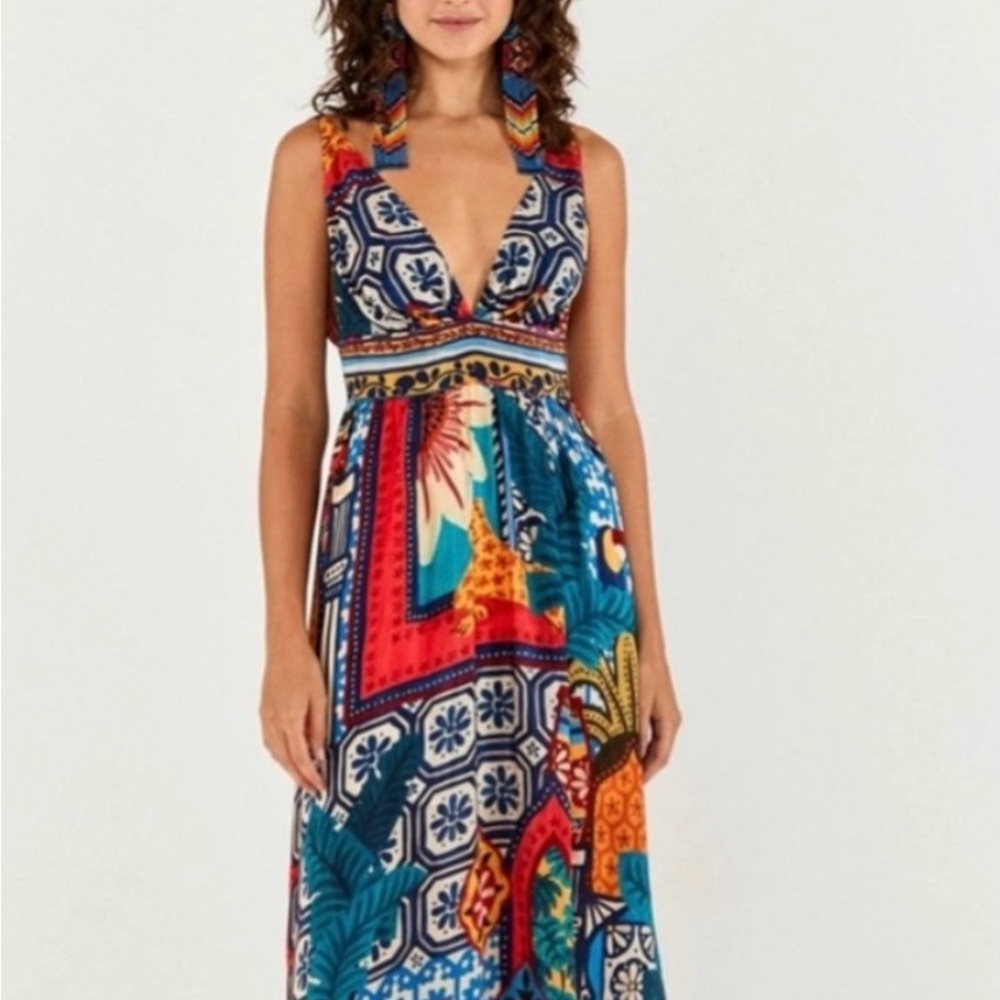 NWT Farm Rio Forest tiles midi dress size Small